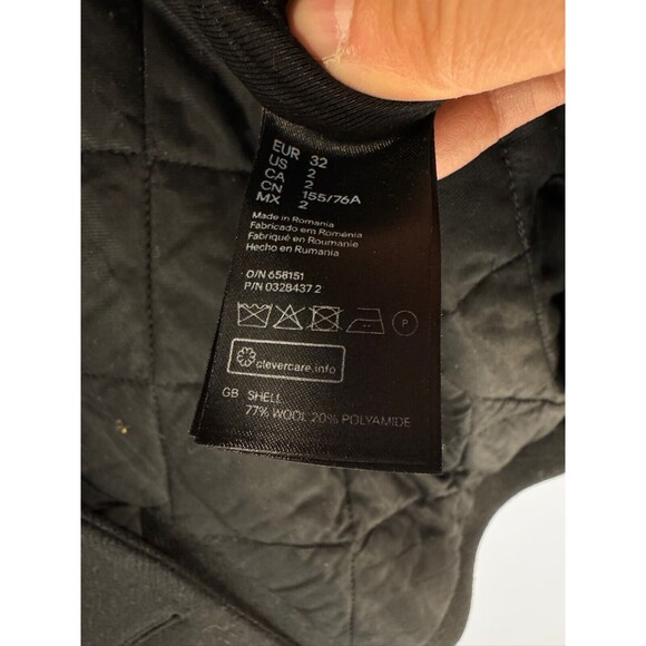 Authentic Balmain x H&M Women's Black Wool-Blend Pea Coat Size 2 NWT RARE - Picture 7 of 9